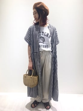 「WASH（ウォッシュ）のアイテム」を使った、キノシタさん（レディース・158cm）の夏コーディネート