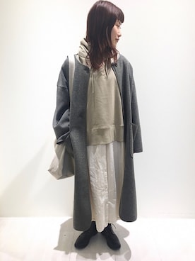 「コート」｜「アイテム（チュニック）」を使った、キノシタさん（レディース・158cm）の冬コーディネート