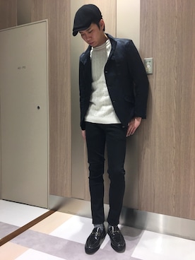 「glory crew（グローリークルー）のアイテム（ニット/セーター）」を使った、horie hirokiさん（メンズ・178cm）の冬コーディネート