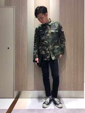 「アイテム（クラッチバッグ）」を使った、horie hirokiさん（メンズ・178cm）の冬コーディネート