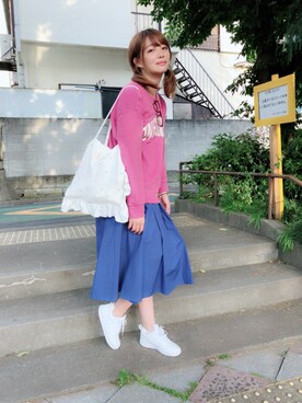 「RAY CASSIN（レイカズン）のアイテム（スウェット）」を使った、七海さん（レディース・173cm）の夏コーディネート