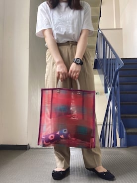 「大学生コーデ」｜「アイテム（アナログ腕時計）」を使った、おもとさん（レディース・155cm）の夏コーディネート