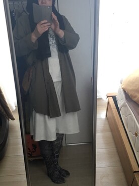 「ZARA（ザラ）のアイテム（Military jacket、グリーン系）」を使った、hnさん（レディース・164cm）の春コーディネート