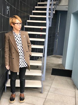 「PRADA（プラダ）のアイテム（その他シューズ）」を使った、hideki1420sさん（メンズ・161cm）の春コーディネート