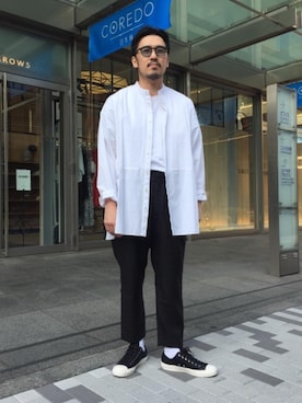 「Pheeta（フィータ）のアイテム（シャツ/ブラウス）」を使った、藤高 尚徳さん（メンズ・175cm）の春コーディネート