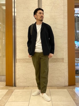 「ビジネス」｜「アイテム（スリッポン）」を使った、藤高 尚徳さん（メンズ・175cm）の夏コーディネート