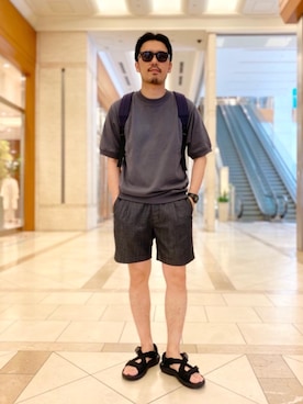 「アイテム（サングラス、ブラウン系）」を使った、藤高 尚徳さん（メンズ・175cm）の夏コーディネート