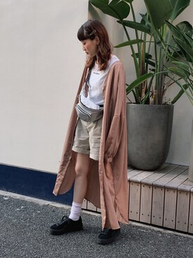 「PUMA」｜「アイテム（シャツワンピース）」を使った、しょうじあやかさん（レディース・158cm）の夏コーディネート
