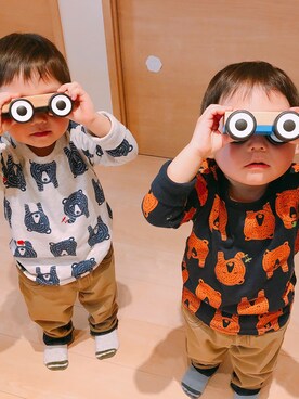 「kids」｜「アイテム（おもちゃ）」を使った、ユキんちゃんさん（キッズ・90cm）の春コーディネート