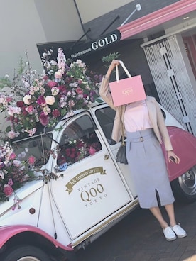 「スリット」｜「アイテム（ライダースジャケット）」を使った、harukaさん（レディース・163cm）の春コーディネート