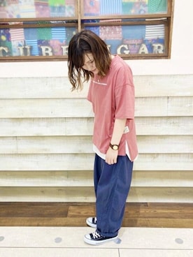 「CUBE SUGAR（キューブシュガー）のアイテム（パンツ）」を使った、SHOP STAFFさん（レディース・160cm）の春コーディネート