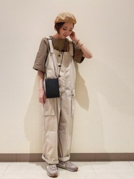 「アメカジ」｜「アイテム（オールインワン・サロペット、ベージュ系）」を使った、SHOP STAFFさん（レディース・160cm）の春コーディネート