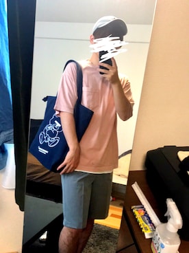 「ぽっちゃり、夏」｜「アイテム（帽子）」を使った、ぽっちゃりさん（メンズ・170cm）の夏コーディネート
