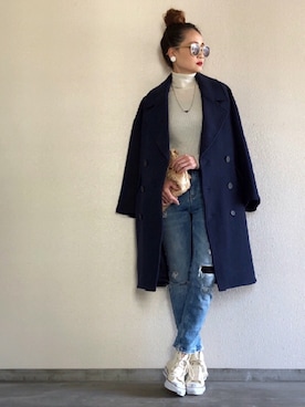 「Ameri（アメリ）のアイテム（クラッチバッグ）」を使った、Yukieさん（レディース・166cm）の冬コーディネート