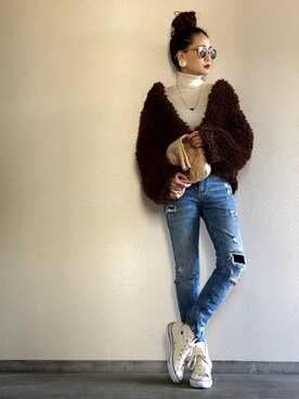 「ペーパーバッグ」｜「アイテム（その他アウター）」を使った、Yukieさん（レディース・166cm）の冬コーディネート