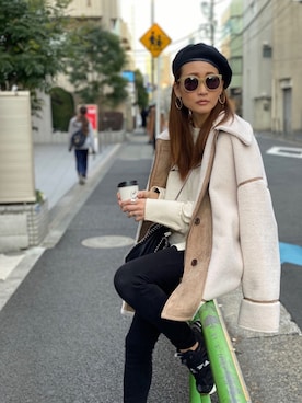 「TODAYFUL（トゥデイフル）のアイテム（その他アウター）」を使った、Yukieさん（レディース・166cm）の冬コーディネート