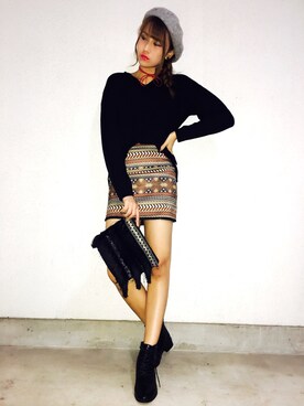 「XXX（マミロ）のアイテム」を使った、Angela『えんじぇら』さん（レディース・165cm）の冬コーディネート