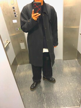 「モード系」｜「アイテム（ステンカラーコート）」を使った、hiroさん（メンズ・165cm）の秋コーディネート