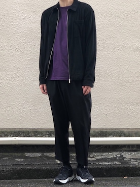 「semantic design（セマンティックデザイン）のアイテム（スラックス）」を使った、ポカどんさん（メンズ・180cm）の秋コーディネート
