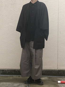 「SHINYAKOZUKA（シンヤコヅカ）のアイテム（スラックス）」を使った、ポカどんさん（メンズ・179cm）の冬コーディネート