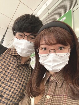 「JINS（ジンズ）のアイテム（メガネ、ブラウン系）」を使った、Kisa🌿さん（レディース・155cm）の秋コーディネート