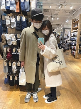 「BURBERRY（バーバリー）のアイテム（ステンカラーコート）」を使った、Kisa🌿さん（レディース・154cm）の秋コーディネート