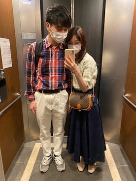 「DHOLIC（ディーホリック）のアイテム（Tシャツ/カットソー、グリーン系）」を使った、Kisa🌿さん（レディース・155cm）の春コーディネート