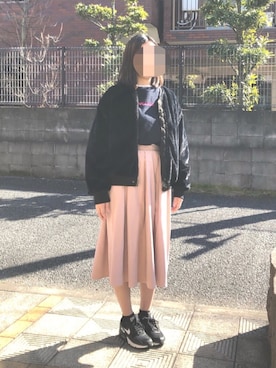 「甘辛mix」｜「アイテム（MA-1）」を使った、raraさん（レディース・168cm）の冬コーディネート