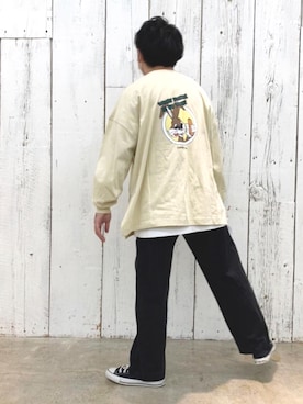 「NICE CLAUP（ナイスクラップ）のアイテム（トップス）」を使った、oku._.otonさん（メンズ・166cm）の春コーディネート