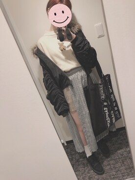 「Rodeo Crowns（ロデオクラウンズ）のアイテム（ブルゾン）」を使った、煎饺二爪さん（レディース・171cm）の冬コーディネート