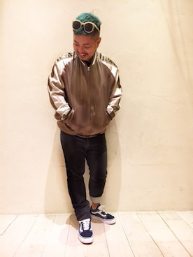 「BEAUTY&YOUTH UNITED ARROWS（ビューティーアンドユースユナイテッドアローズ）の＜A.D.S.R.＞MILLIE サングラス（サングラス、ベージュ系）」を使った、Isao Takahashiさん（メンズ・155cm）の春コーディネート