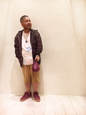 「BEAUTY&YOUTH UNITED ARROWS（ビューティーアンドユースユナイテッドアローズ）のBY ラッセル ビーチパーカー（パーカー、ブラウン系）」を使った、Isao Takahashiさん（メンズ・155cm）の夏コーディネート
