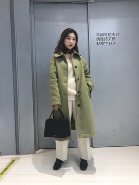 「moussy」｜「アイテム（ダッフルコート）」を使った、Snowly Linさん（レディース・163cm）の冬コーディネート