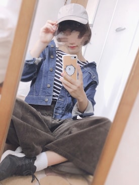 「Honeys（ハニーズ）のアイテム（デニムジャケット）」を使った、椎さん（レディース・162cm）の秋コーディネート