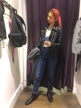 「アイテム（レインシューズ）」を使った、rukahiさん（レディース・168cm・10代）の冬コーディネート