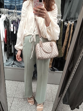 「ミントグリーン」｜「アイテム（ボストンバッグ）」を使った、asuka_423711さん（レディース・159cm）の夏コーディネート