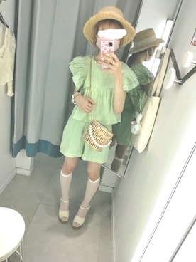 「へザー」｜「アイテム（帽子）」を使った、asuka_423711さん（レディース・159cm）の夏コーディネート