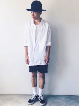 「plain-me（プレインミー）のアイテム（シャツ/ブラウス）」を使った、mr__corn_さん（メンズ・173cm）の夏コーディネート