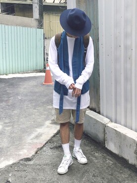 「plain-me（プレインミー）のアイテム（ベスト）」を使った、mr__corn_さん（メンズ・173cm）の秋コーディネート
