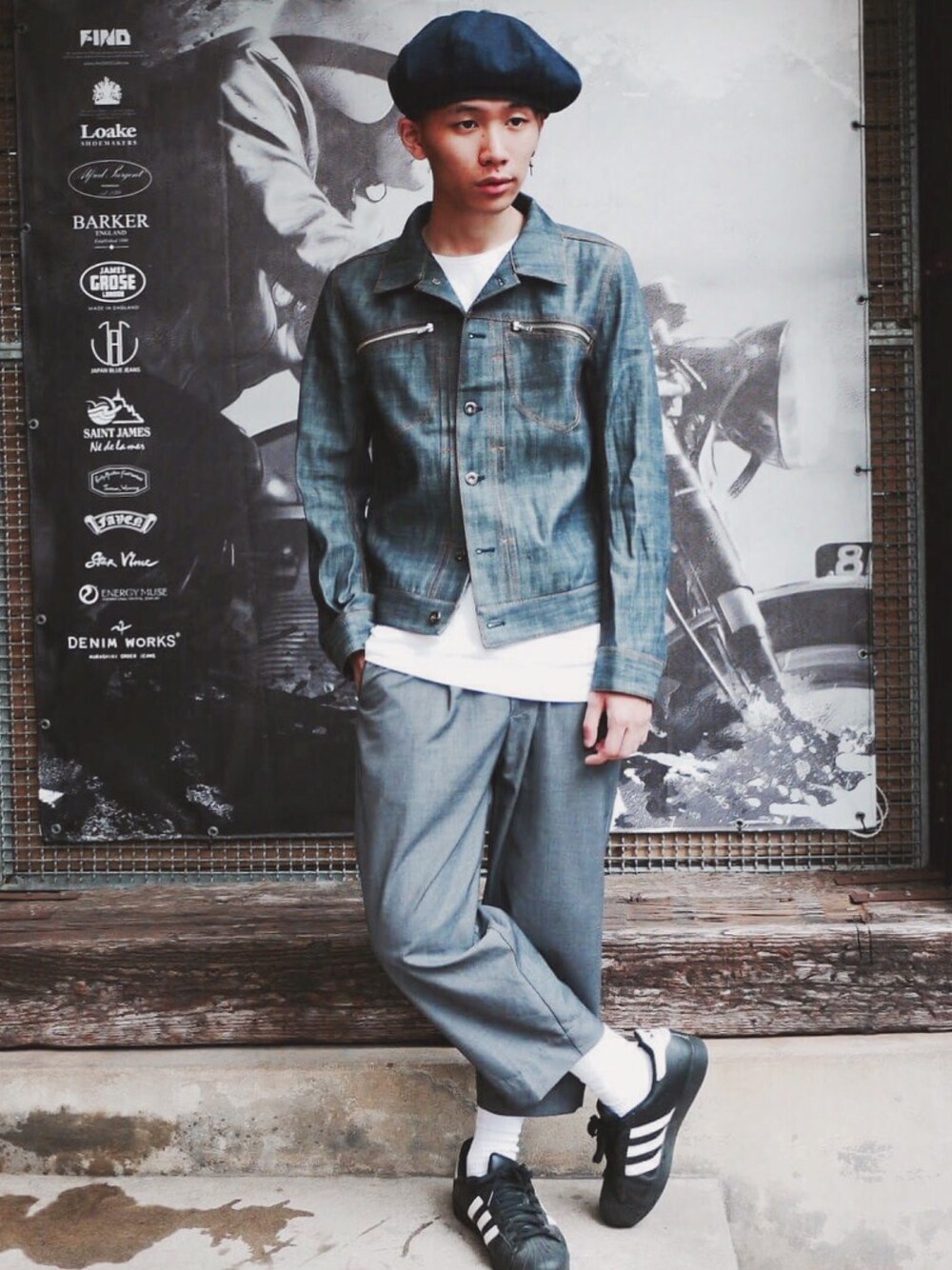 「ootd、outfit、denim、streetstyle」｜「FIND SHOPのアイテム（ジャケット/アウター、ブルー系）」を使った、mr__corn_さん（メンズ・173cm）の夏コーディネートの1枚目の写真