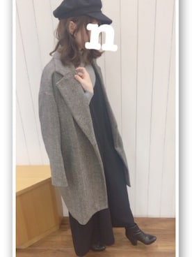 「フープイヤリング」｜「アイテム（サロペット/オーバーオール）」を使った、nunさん（レディース・158cm）の冬コーディネート