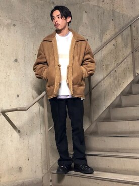 「アイテム（ブルゾン）」を使った、YANAKAさん（メンズ・168cm・20代）の冬コーディネート