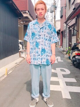 「アイテム（スリッポン、その他）」を使った、Tatsuya Hayashiさん（メンズ・170cm）の夏コーディネート