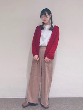 「ワンポイント」｜「アイテム（スリッポン）」を使った、楓恋(かれん)🌷さん（レディース・162cm）の秋コーディネート