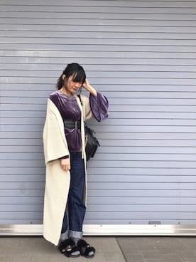 「フレアスリーブ」｜「アイテム（その他アウター）」を使った、naoさん（レディース・165cm）の春コーディネート