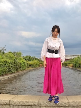 「バルーンスリーブ」｜naoさん（レディース・165cm）の夏コーディネート