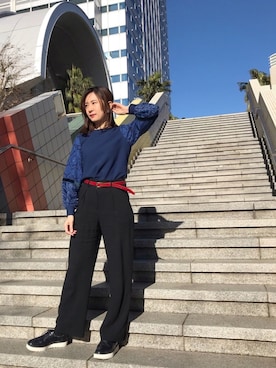 「MSGM（エムエスジーエム）のアイテム（パンツ）」を使った、naoさん（レディース・165cm）の秋コーディネート