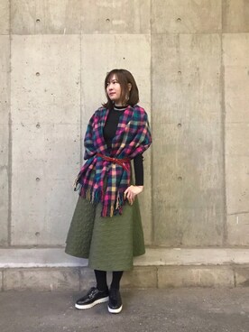 「JW Anderson（ジェイダブリューアンダーソン）のアイテム（スカート）」を使った、naoさん（レディース・165cm）の冬コーディネート