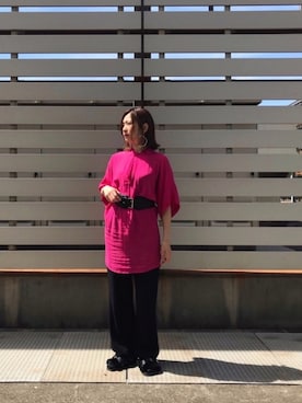 「MSGM（エムエスジーエム）のアイテム（パンツ）」を使った、naoさん（レディース・165cm）の春コーディネート
