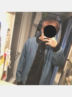 「Lui's（ルイス）のモックネック ビッグシルエット ロゴ スウェット（スウェット）」を使った、ゆてぃさん（メンズ・175cm）の秋コーディネート